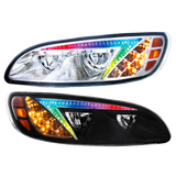 Peterbilt 386 (2006-2016) and 387 (2000-2011) - LED Headlight With Color Changing Position Light Bar