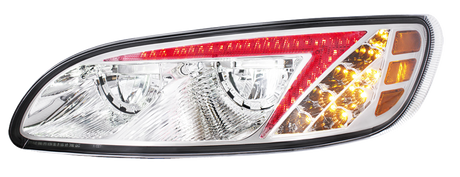 Peterbilt 386 (2006-2016) and 387 (2000-2011) - LED Headlight With Color Changing Position Light Bar