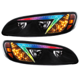 Peterbilt 386 (2006-2016) and 387 (2000-2011) - LED Headlight With Color Changing Position Light Bar