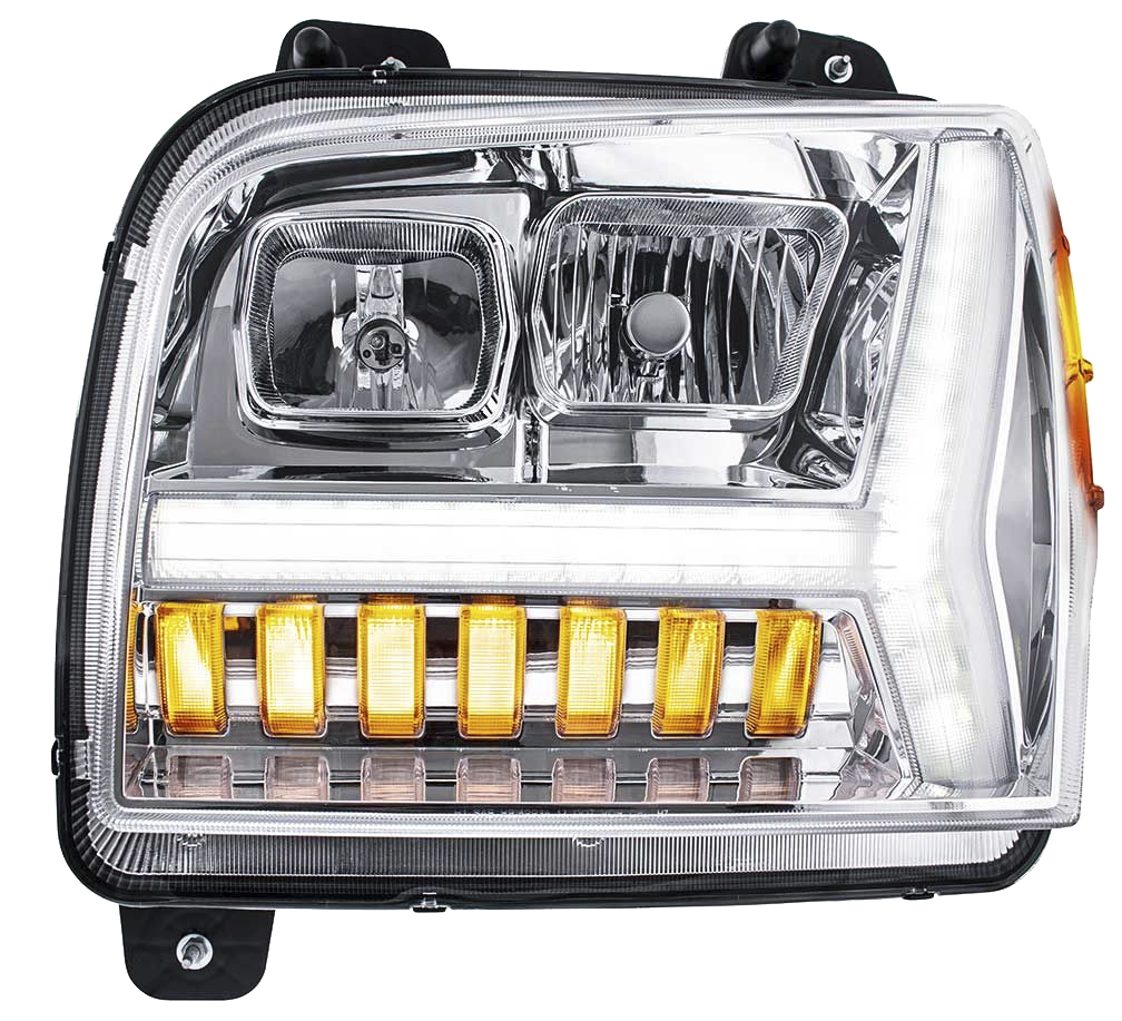 Kenworth W990 (2018-2024) - Headlight With LED DRL Light Bar & Turn Signal