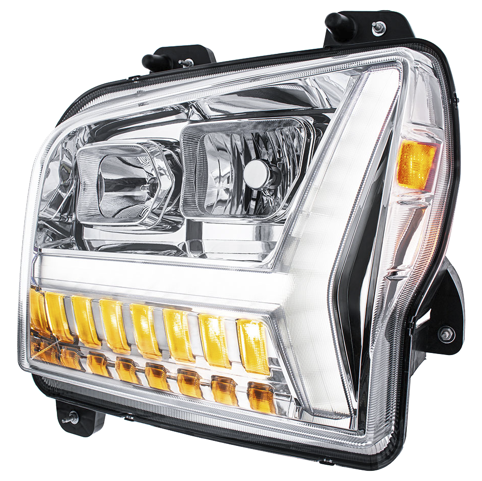 Kenworth W990 (2018-2024) - Headlight With LED DRL Light Bar & Turn Signal
