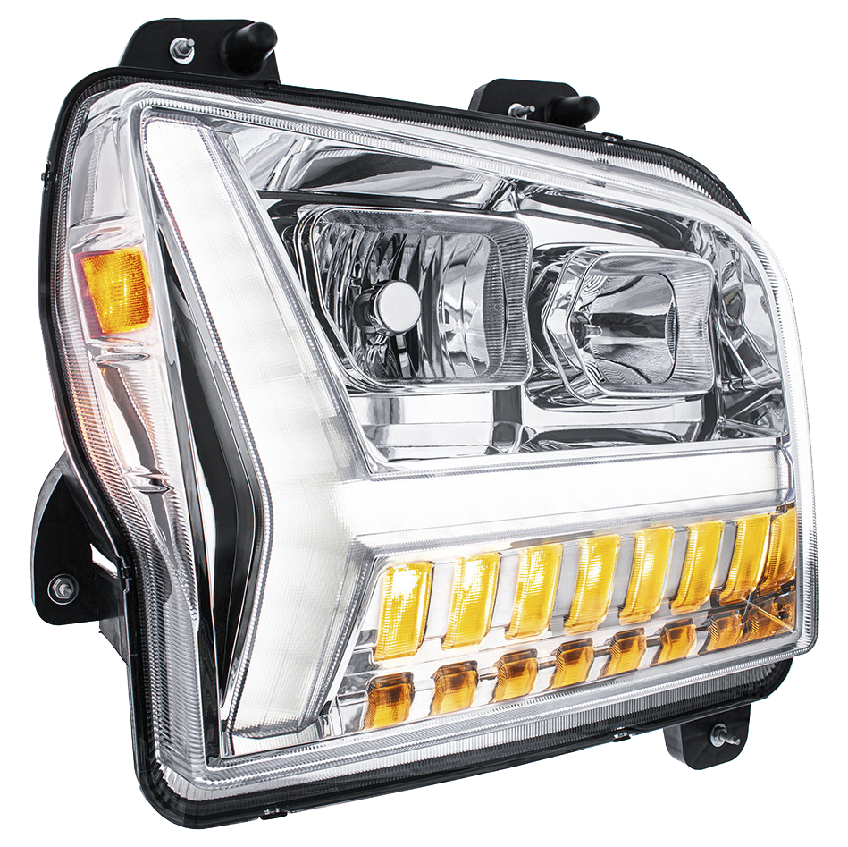 Kenworth W990 (2018-2024) - Headlight With LED DRL Light Bar & Turn Signal