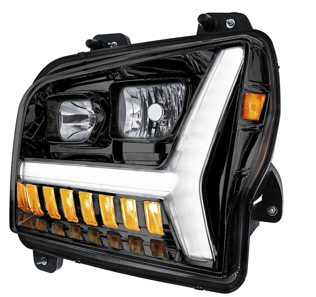 Kenworth W990 (2018-2024) - Headlight With LED DRL Light Bar & Turn Signal