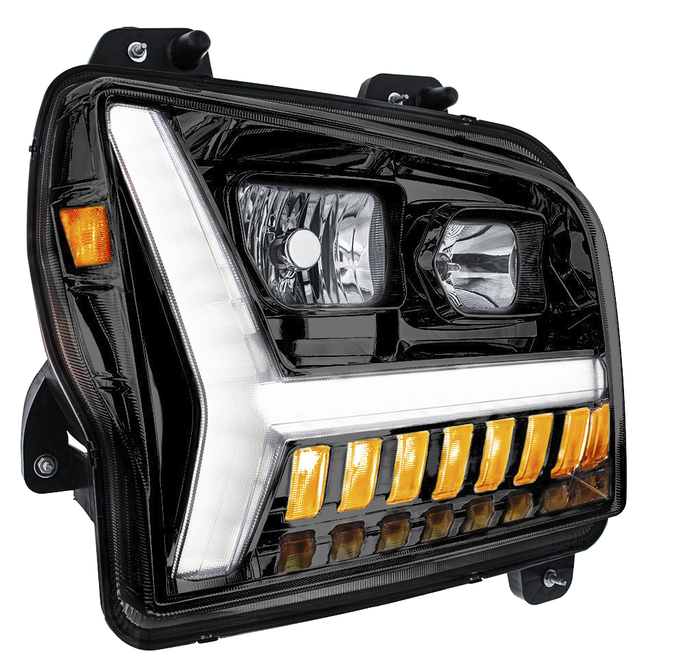 Kenworth W990 (2018-2024) - Headlight With LED DRL Light Bar & Turn Signal