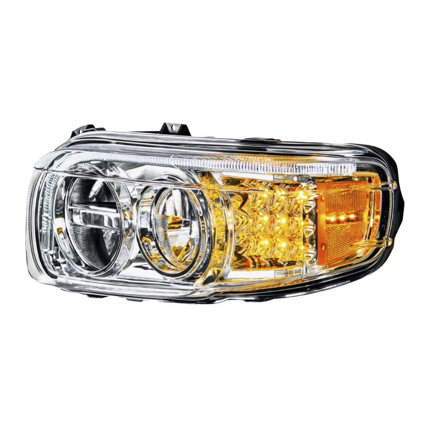 Peterbilt 388 (2008-2015) & 389 (2008-2023) - LED Headlight With LED Turn & Position Light Bar