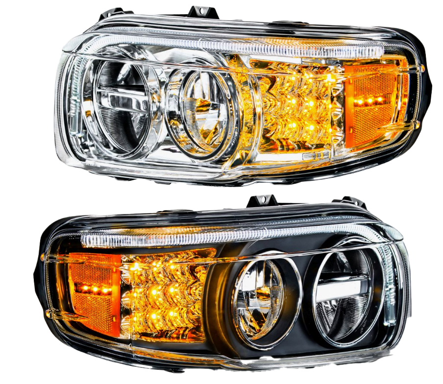 Peterbilt 388 (2008-2015) & 389 (2008-2023) - LED Headlight With LED Turn & Position Light Bar
