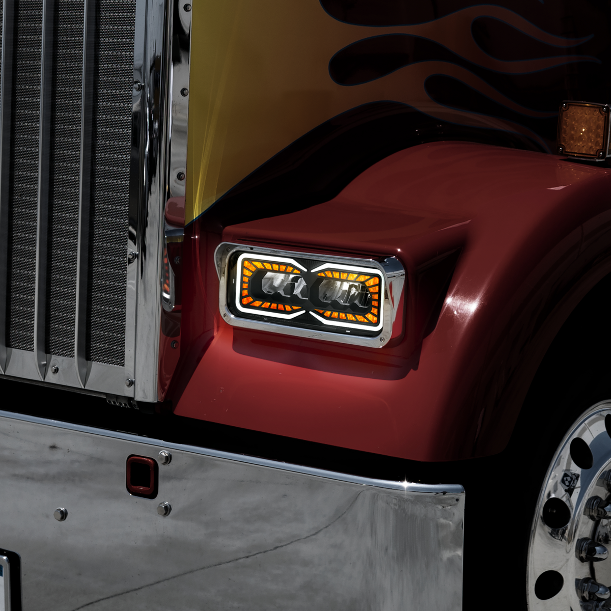 4 x 6 Inch High Power 9 LED Headlight With LED Turn Signal & Position Light-Passenger