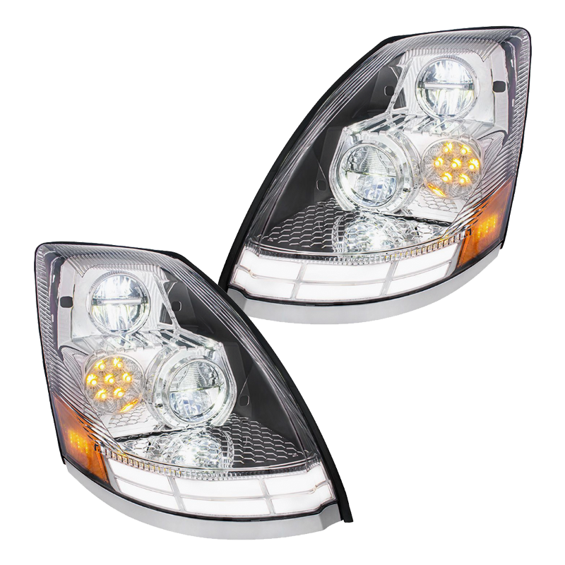 Volvo VN/VNL (2003-2017) - LED Headlight With Dual Color LED Light Bars