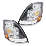 Volvo VN/VNL (2003-2017) - LED Headlight With Dual Color LED Light Bars