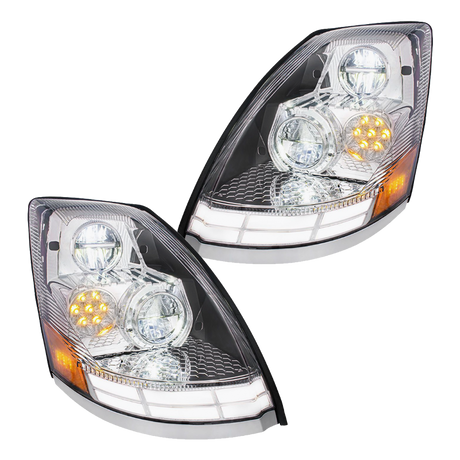 Volvo VN/VNL (2003-2017) - LED Headlight With Dual Color LED Light Bars