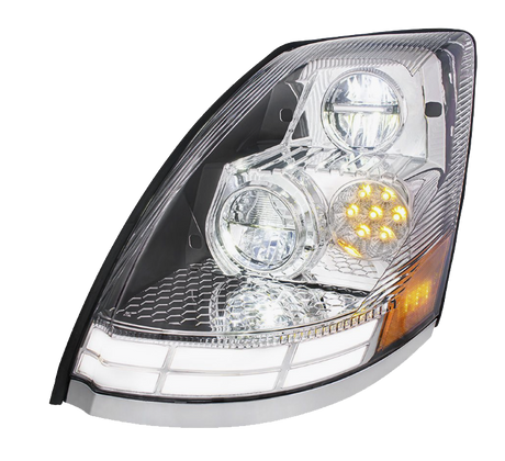 Volvo VN/VNL (2003-2017) - LED Headlight With Dual Color LED Light Bars