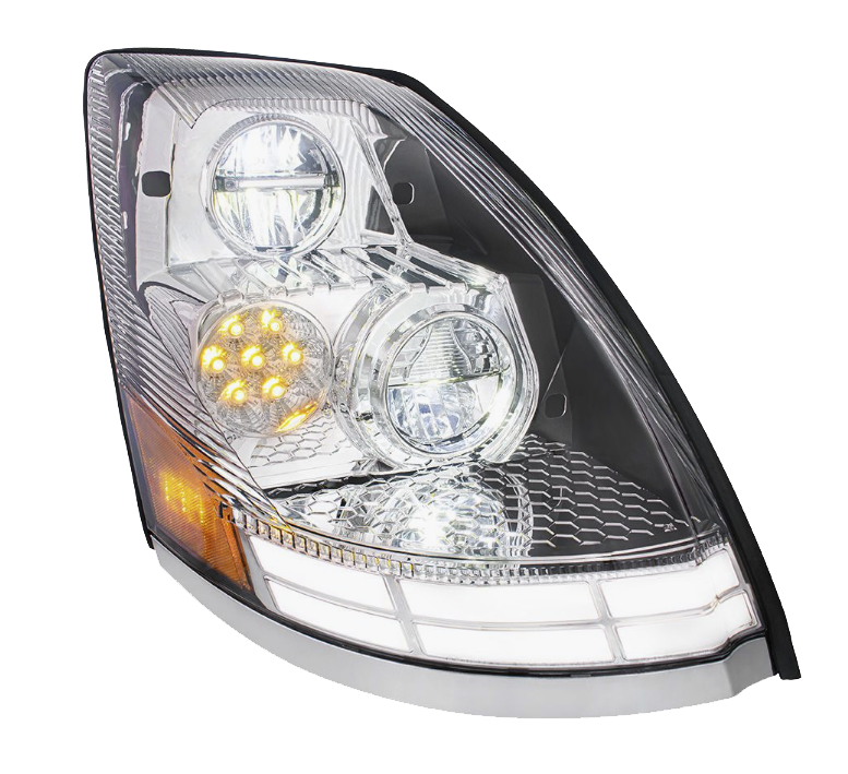 Volvo VN/VNL (2003-2017) - LED Headlight With Dual Color LED Light Bars