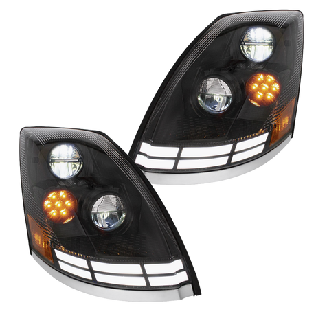 Volvo VN/VNL (2003-2017) - LED Headlight With Dual Color LED Light Bars