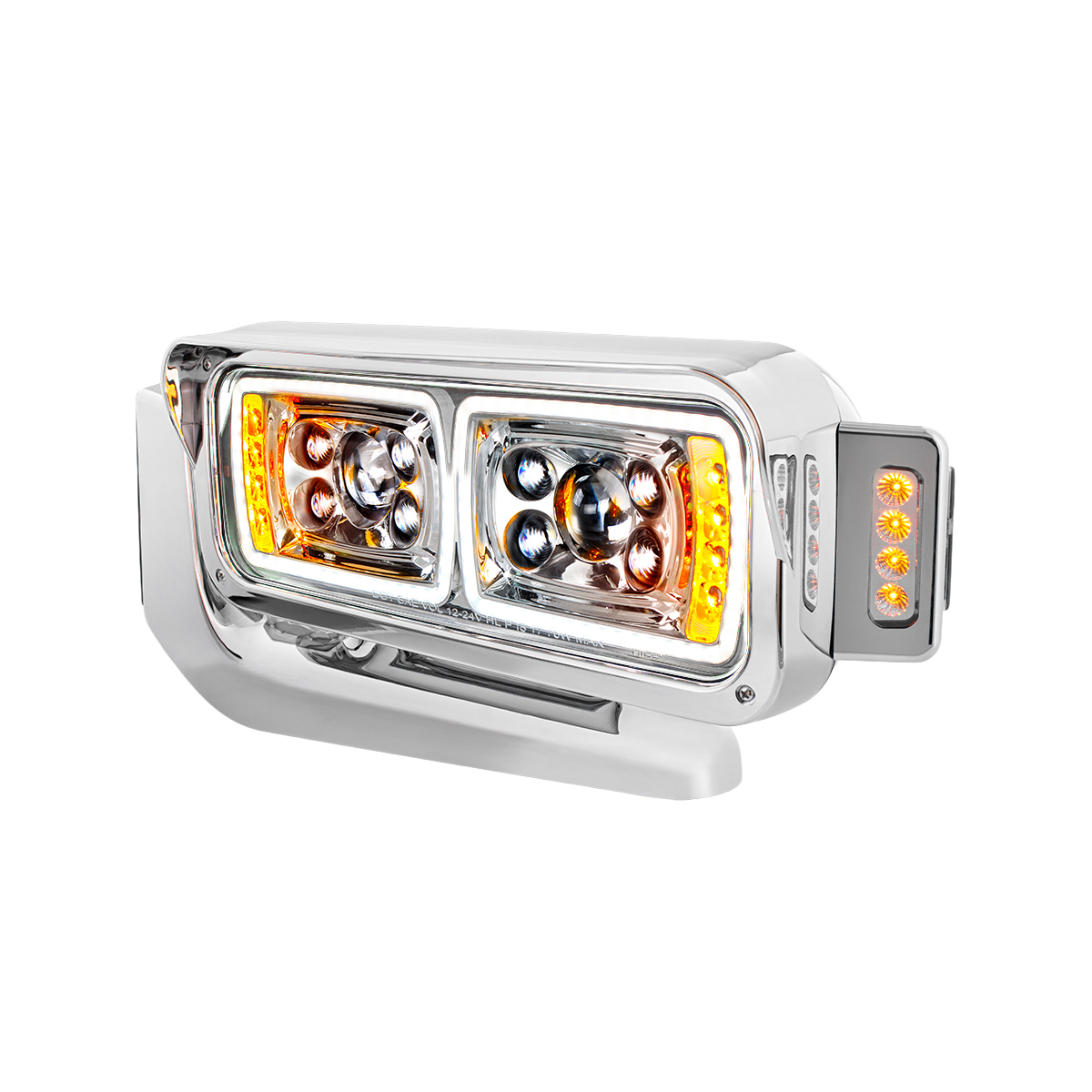 Peterbilt 379 - 10 High Power LED Projection Headlight Assembly With Mounting Arm & Turn Signal Side Pod