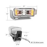 Peterbilt 379 - 10 High Power LED Projection Headlight Assembly With Mounting Arm & Turn Signal Side Pod