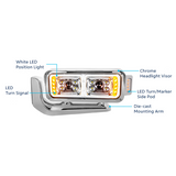Peterbilt 379 - 10 High Power LED Projection Headlight Assembly With Mounting Arm & Turn Signal Side Pod