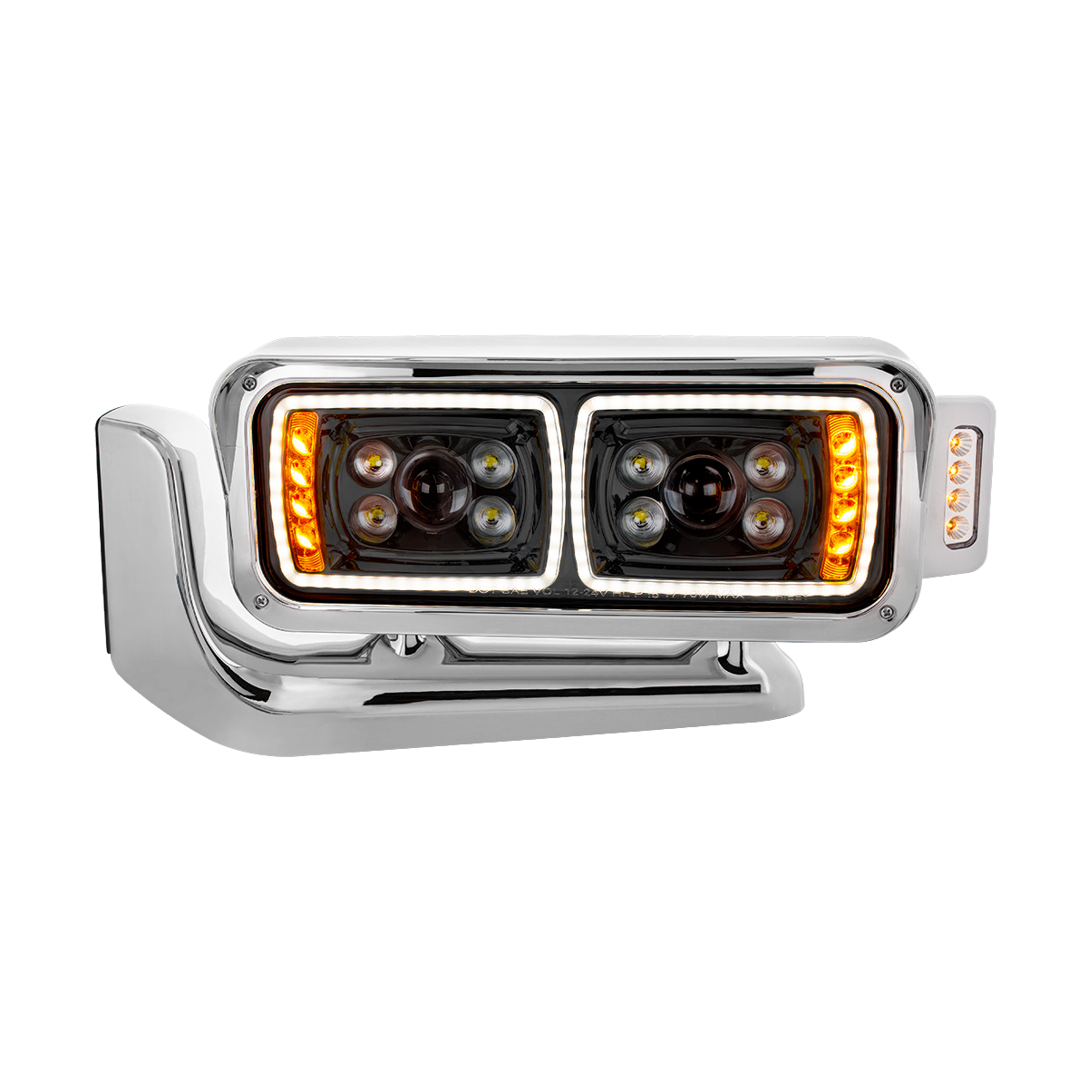 Peterbilt 379 - 10 High Power LED Projection Headlight Assembly With Mounting Arm & Turn Signal Side Pod