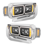 Peterbilt 379 - 10 High Power LED Projection Headlight Assembly With Mounting Arm & Turn Signal Side Pod