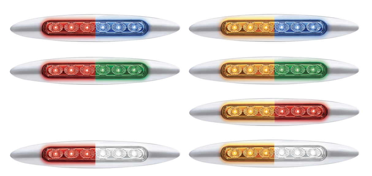 6" Dual Function Double Fury 6 LED Marker Light With Chrome Bezel