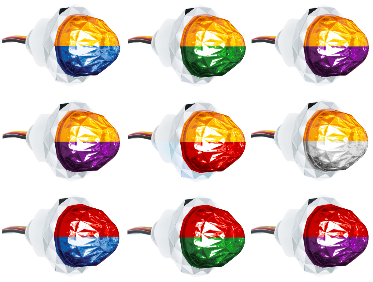 1-1/8 Inch Crystal Watermelon Light Double Fury 4 LED Dual Function