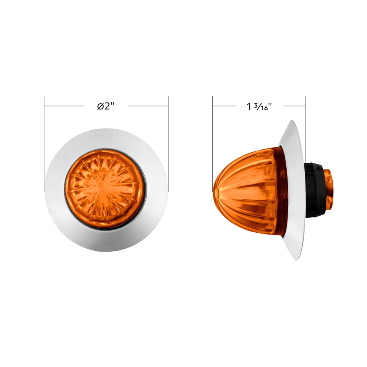 1-1/4 Inch Watermelon Light With Stainless Steel Bezel, 6 LED Dual Function