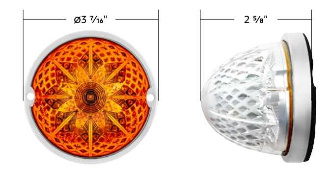 3.5 Inch Watermelon Light With Stainless Steel Bezel - Crystal-Comet 9 LED Dual Function