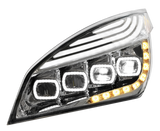 Freightliner Cascadia 2018-2024  - Quad LED Headlight With DRL & Seq. Signal