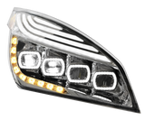 Freightliner Cascadia 2018-2024  - Quad LED Headlight With DRL & Seq. Signal