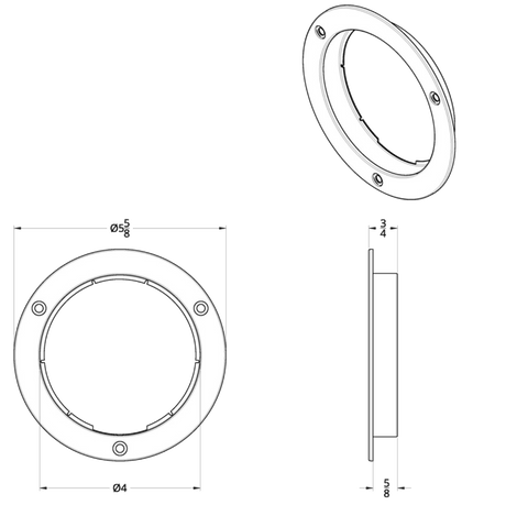 4 Inch Round Stainless Steel Bezel - HD Truck Source