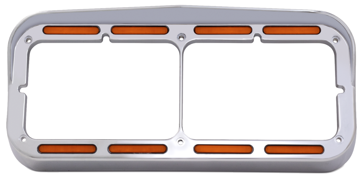 Headlight Bezel Rectangular For Dual 4" x 6" With Visor & 32 Amber LEDs Turn Signal