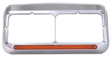 Headlight Bezel Dual Rectangular For 4" x 6" Headlights With Visor & 14 Amber LED Turn Signal