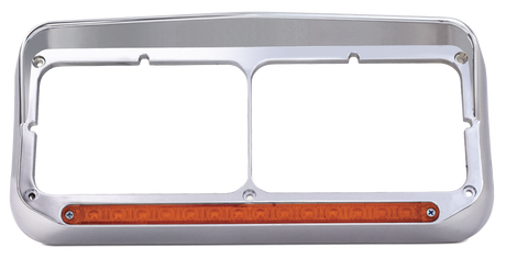 Headlight Bezel Dual Rectangular For 4" x 6" Headlights With Visor & 14 Amber LED Turn Signal