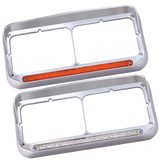 Headlight Bezel Dual Rectangular For 4" x 6" Headlights With Visor & 14 Amber LED Turn Signal