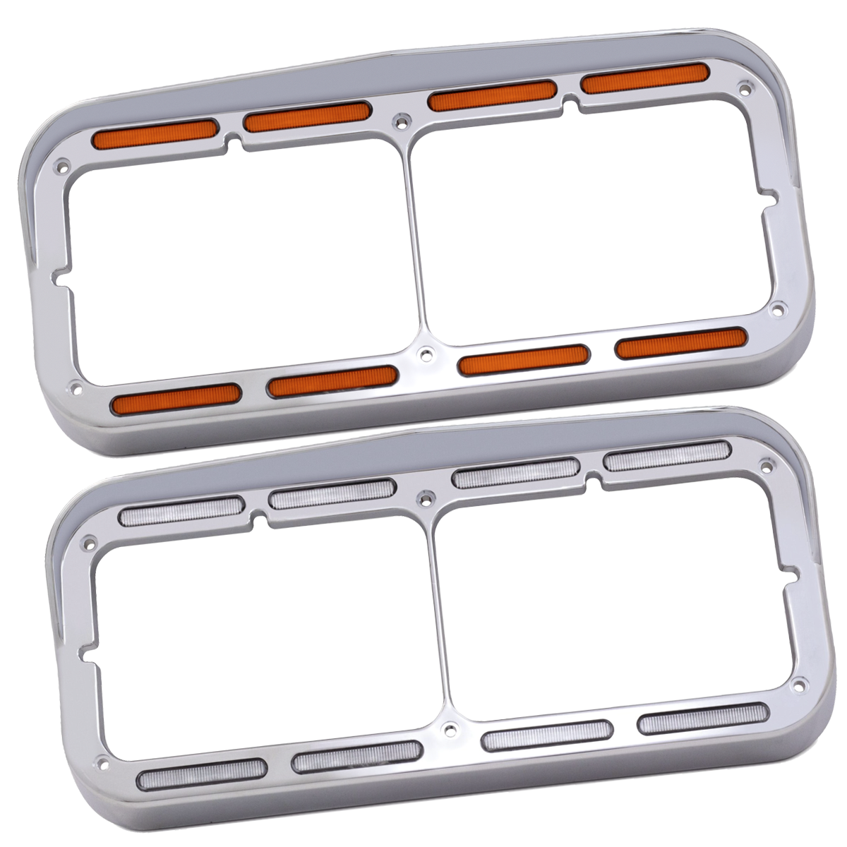 Headlight Bezel Rectangular For Dual 4" x 6" With Visor & 32 Amber LEDs Turn Signal