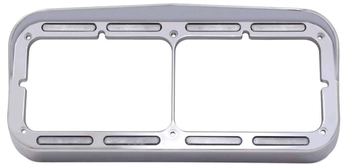 Headlight Bezel Rectangular For Dual 4" x 6" With Visor & 32 Amber LEDs Turn Signal
