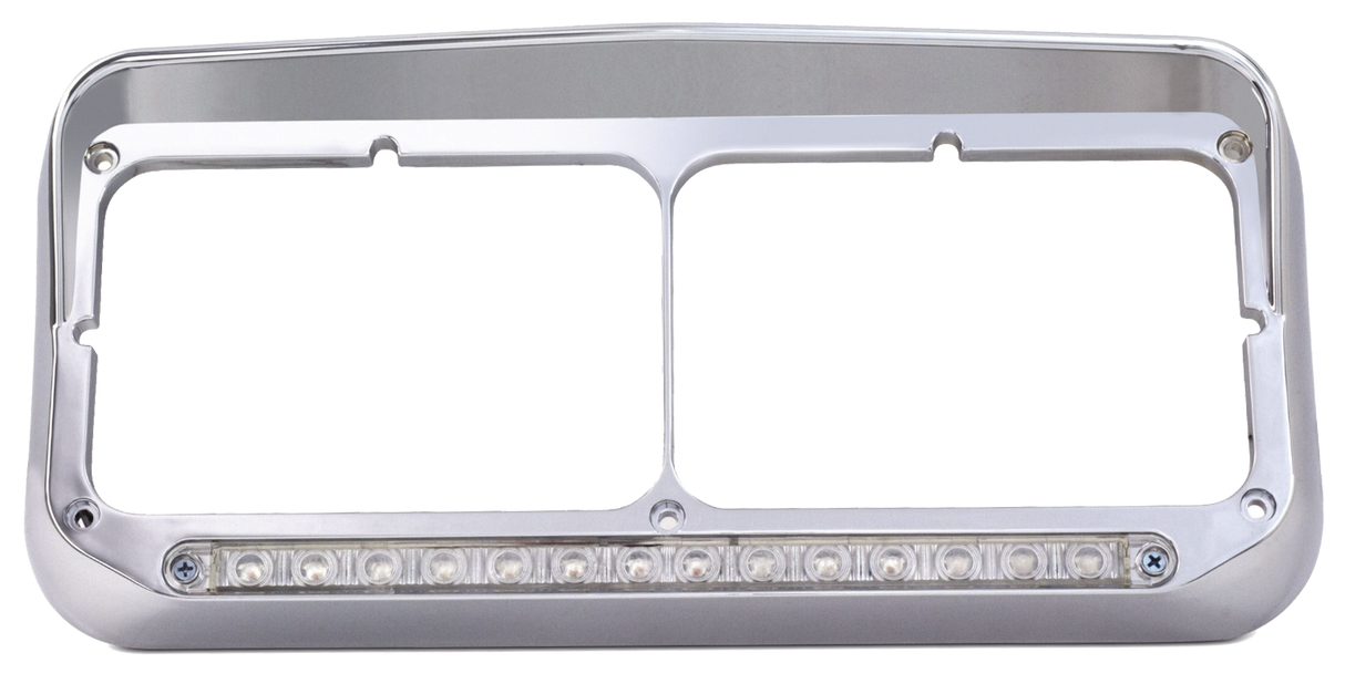 Headlight Bezel Dual Rectangular For 4" x 6" Headlights With Visor & 14 Amber LED Turn Signal