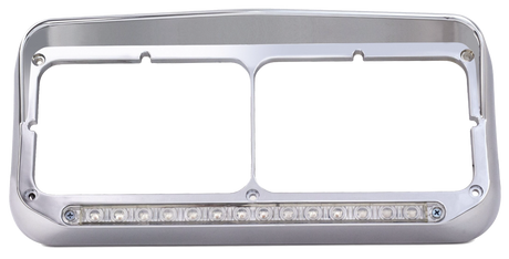 Headlight Bezel Dual Rectangular For 4" x 6" Headlights With Visor & 14 Amber LED Turn Signal