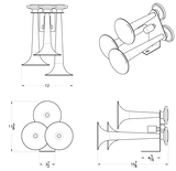 3 Trumpet Chrome Train Horn