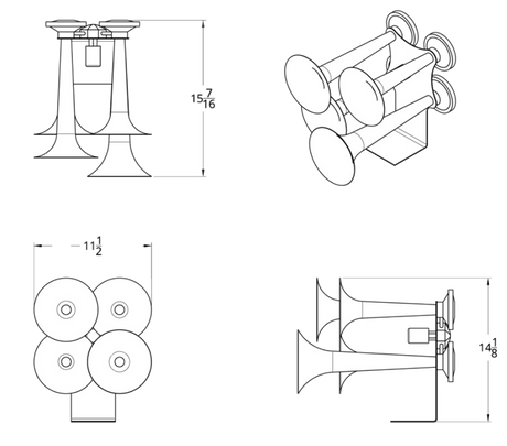 4 Trumpet Chrome Train Horn