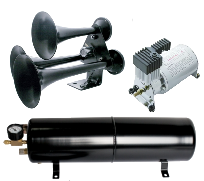 3 Trumpet Black Train Horn Bundle