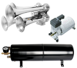 4 Trumpet Chrome Mini Train Horn Bundle