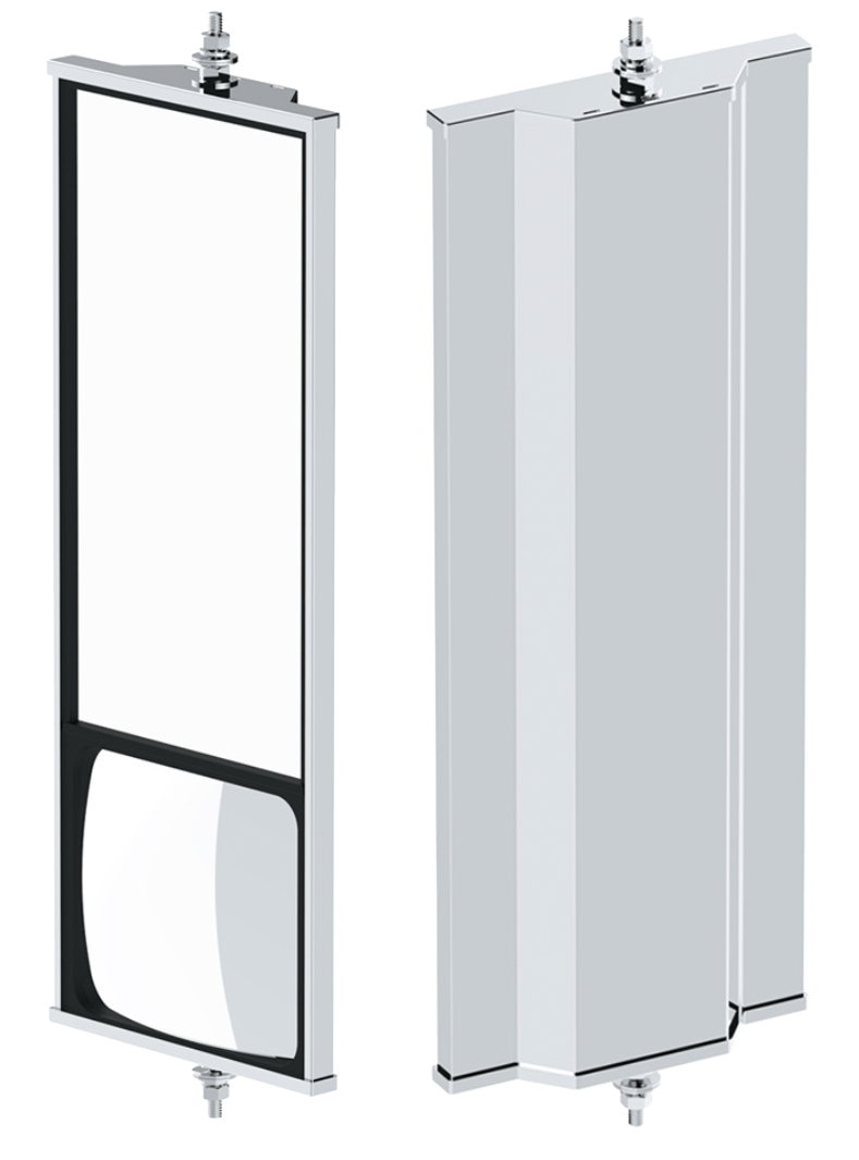 6" X 16" 430 Stainless Steel West Coast Mirror With Convex Lower Mirror