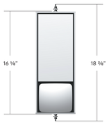 6" X 16" 430 Stainless Steel West Coast Mirror With Convex Lower Mirror