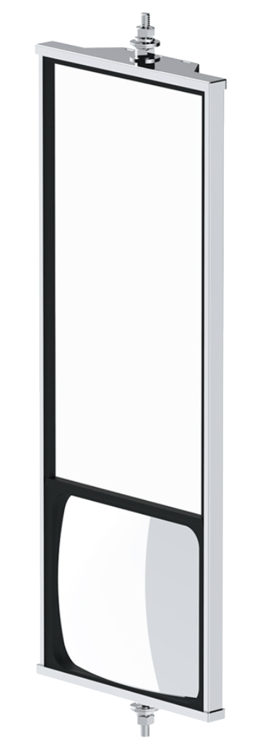 6" X 16" 430 Stainless Steel West Coast Mirror With Convex Lower Mirror