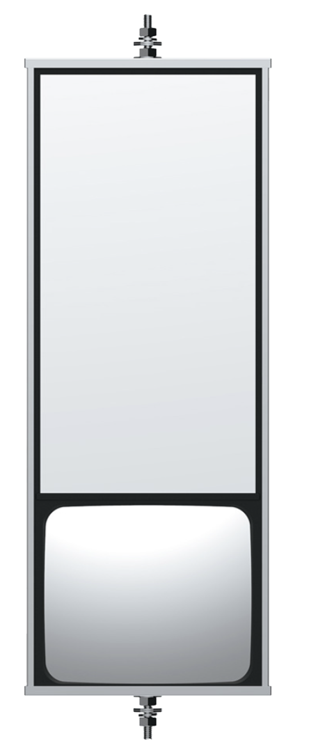6" X 16" 430 Stainless Steel West Coast Mirror With Convex Lower Mirror