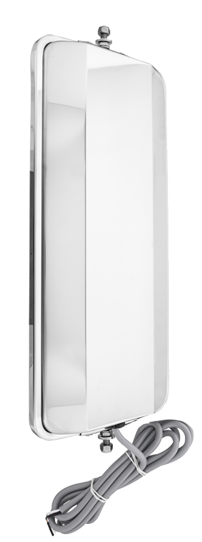 7" X 16" 430 Stainless Steel West Coast Mirror With Convex Lower Mirror-Heated