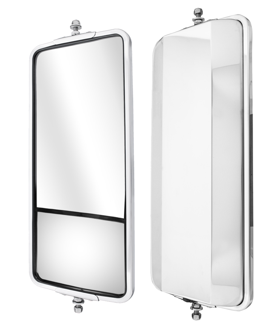 7" X 16" 430 Stainless Steel West Coast Mirror With Convex Lower Mirror