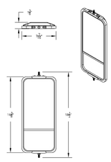 7" X 16" 430 Stainless Steel West Coast Mirror With Convex Lower Mirror-Heated