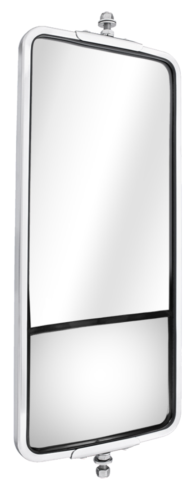 Universal 7"x16" Heated West Coast Mirror With Convex Glass – Stainless Steel Finish