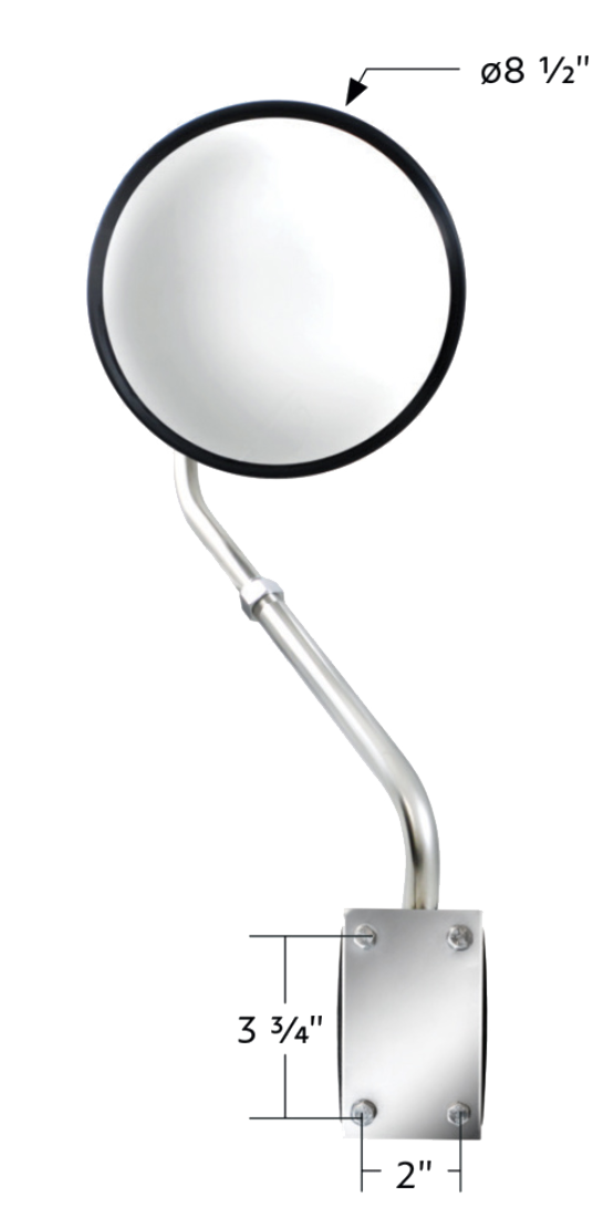 8.5 Inch Stainless Steel Hood Mount Mirror